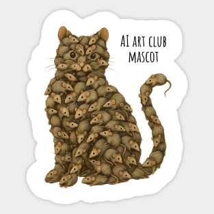 Cat Made of Mice ironic AI Art Club Mascot design AI Slop Sticker